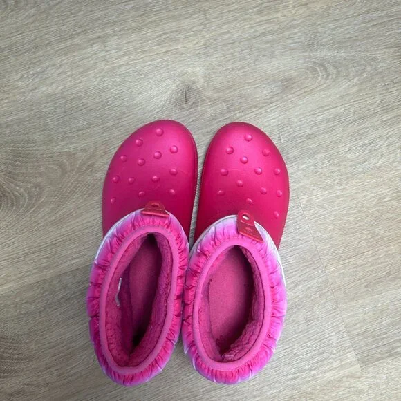 Crocs Women's 9 Classic Neo Puff Shorty Winter Boots Snow, Candy Pink Stucco EUC - Picture 1 of 6